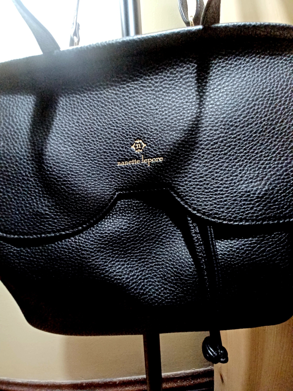 NANETTE LEPORE BLACK PU LEATHER SHOULDER/BACKPACK/CROSSBODY BAG
